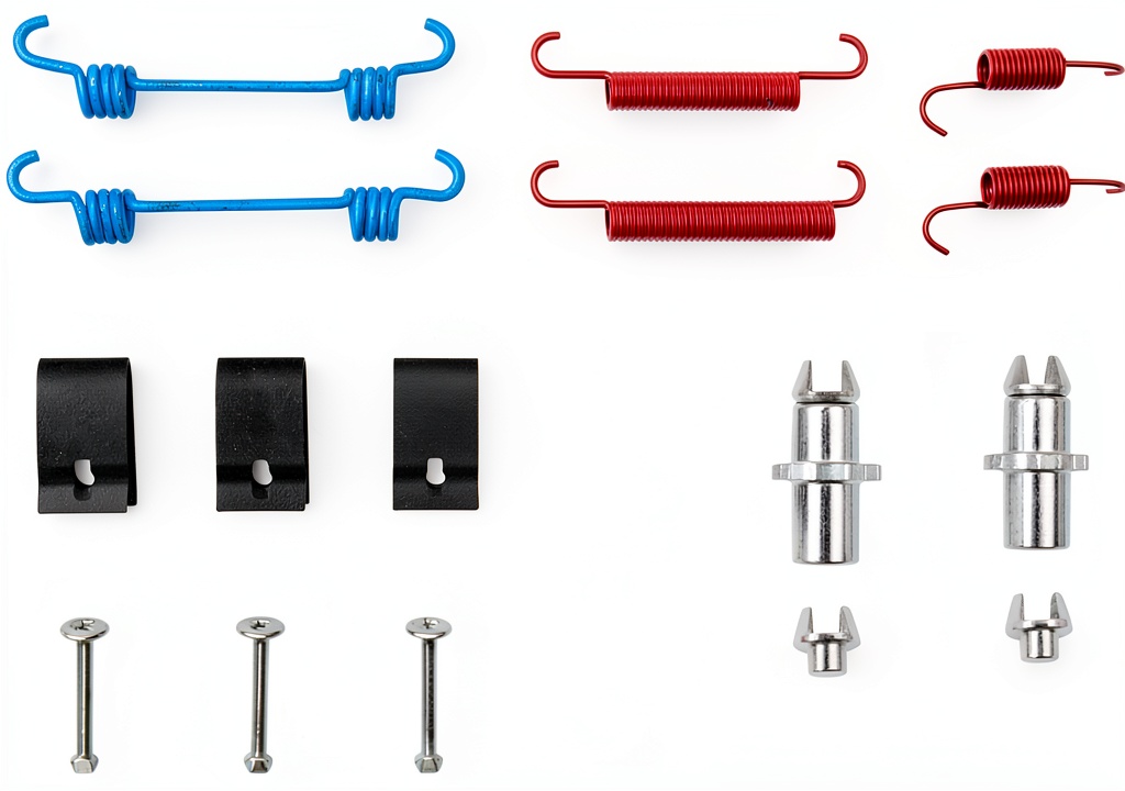 Installing PartCatalog Rear Parking Brake Hardware Kit on a wooden workbench