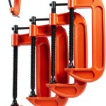 RHBLME Heavy Duty 5 Inch C Clamp Set Orange Malleable Iron 4 Pack-0