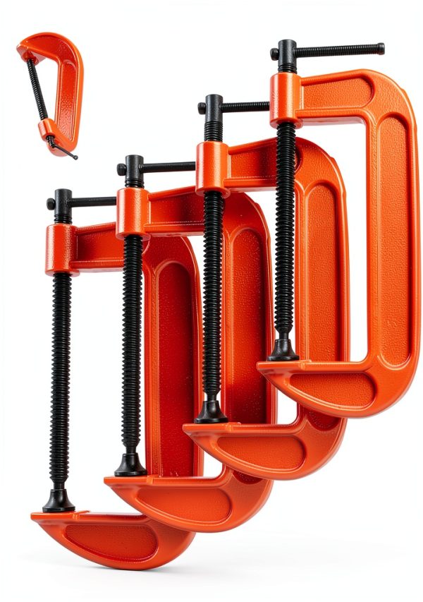 RHBLME Heavy Duty 5 Inch C Clamp Set Orange Malleable Iron 4 Pack-0