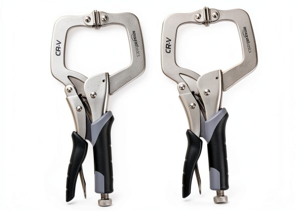 Amazon Basics Adjustable Metal Face Clamps for Woodworking, Welding, or Repairs, 11-inch, Pack of 2, Black/Silver-0